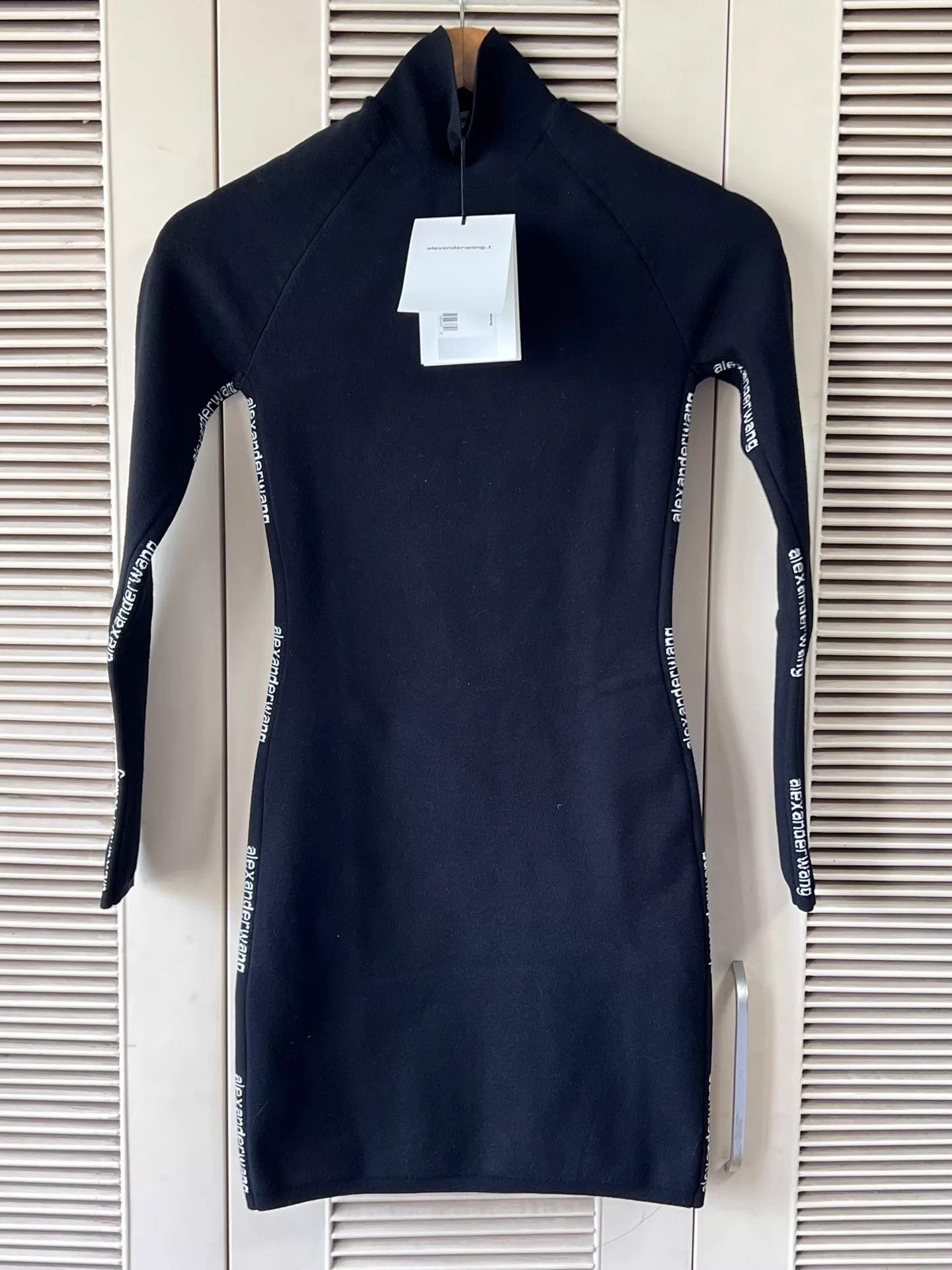 Alexander McQueen Alexander Wang black high neck logo strap dress XS Size XS / US 0-2 / IT 36-38 - 1 Thumbnail