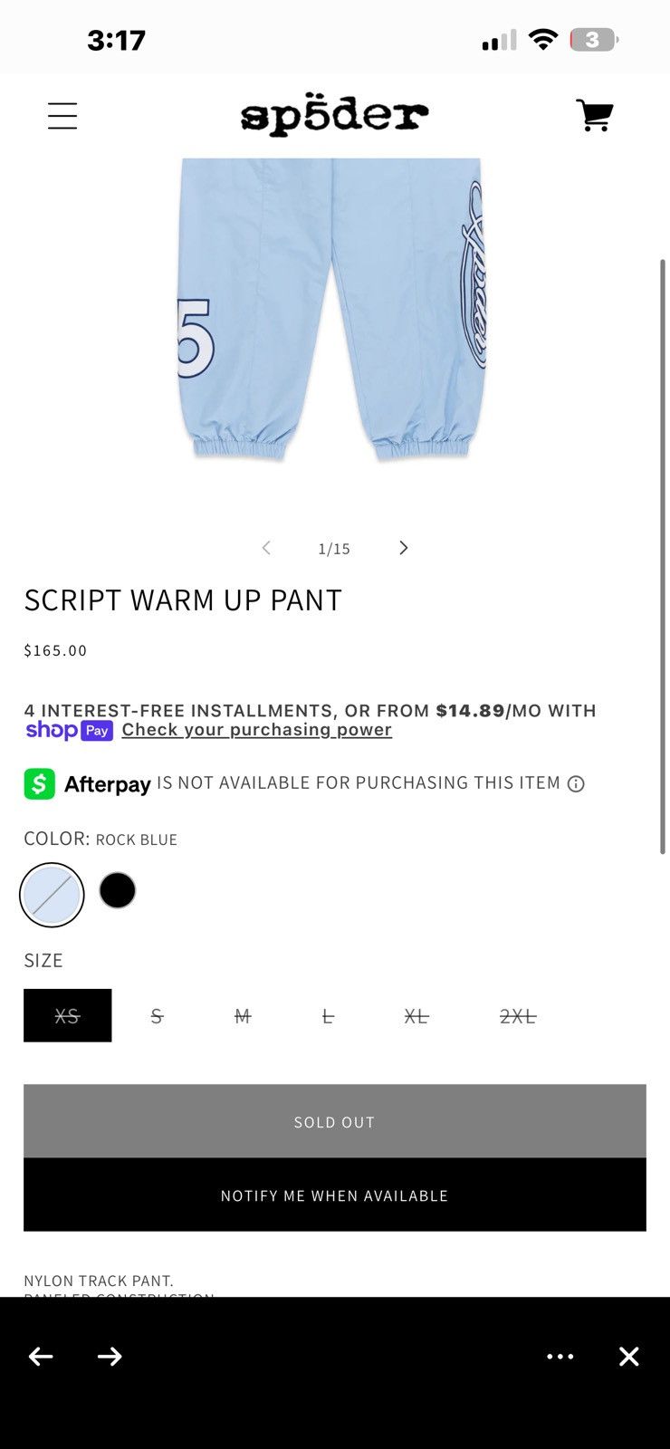 Sp5der SP5DER SCRIPT WARM UP PANT (SEEN ON NINE VICIOUS) ken carson Size US 33 - 10 Thumbnail