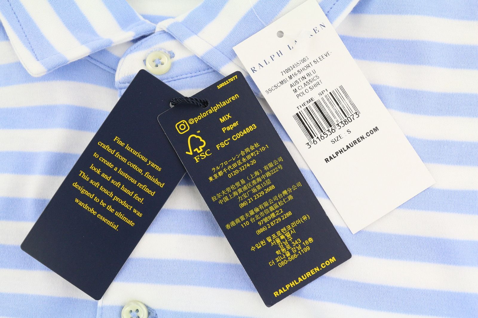 Polo Ralph Lauren CUSTOM SLIM FIT S Blue Stripe Short Sleeve T-Shirt 84552 Size US S / EU 44-46 / 1 - 7 Thumbnail