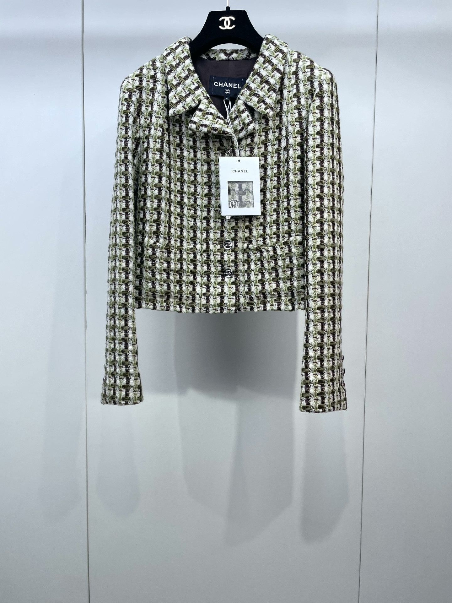 Chanel Chanel 23A Mustard Green Silver Button Coat Size S / US 4 / IT 40 - 1 Thumbnail