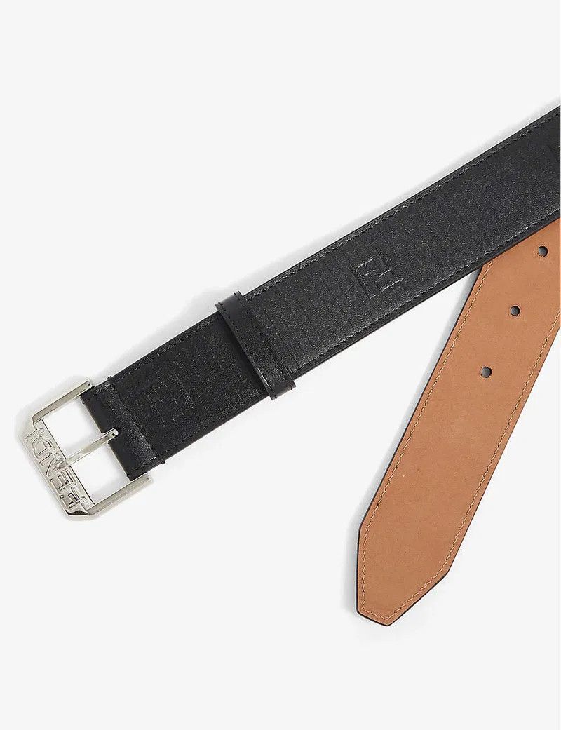 Fendi FENDI Edge black FF logo embossed leather belt 90 / 36 Size 34 - 8 Thumbnail