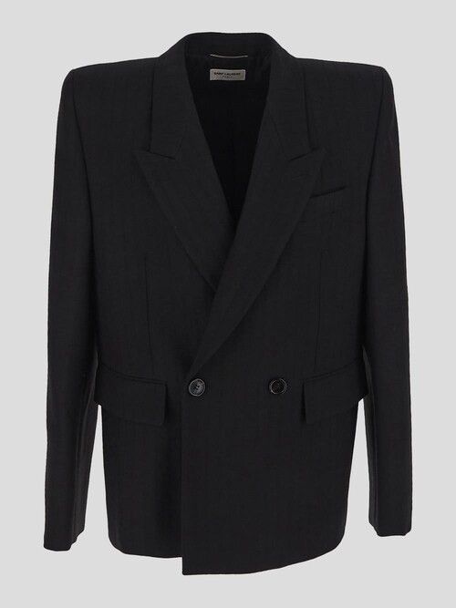 Saint Laurent Paris o1la1rc1a1225 752817 Veste Gabardine Rayure Jacket in Noir Size US XL / EU 56 / 4 - 1 Thumbnail