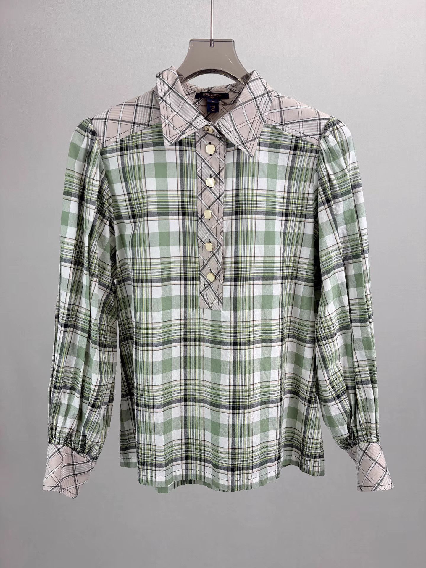 Louis Vuitton LV Green Check Long Sleeve Shirt K1 Size S / US 4 / IT 40 - 1 Thumbnail