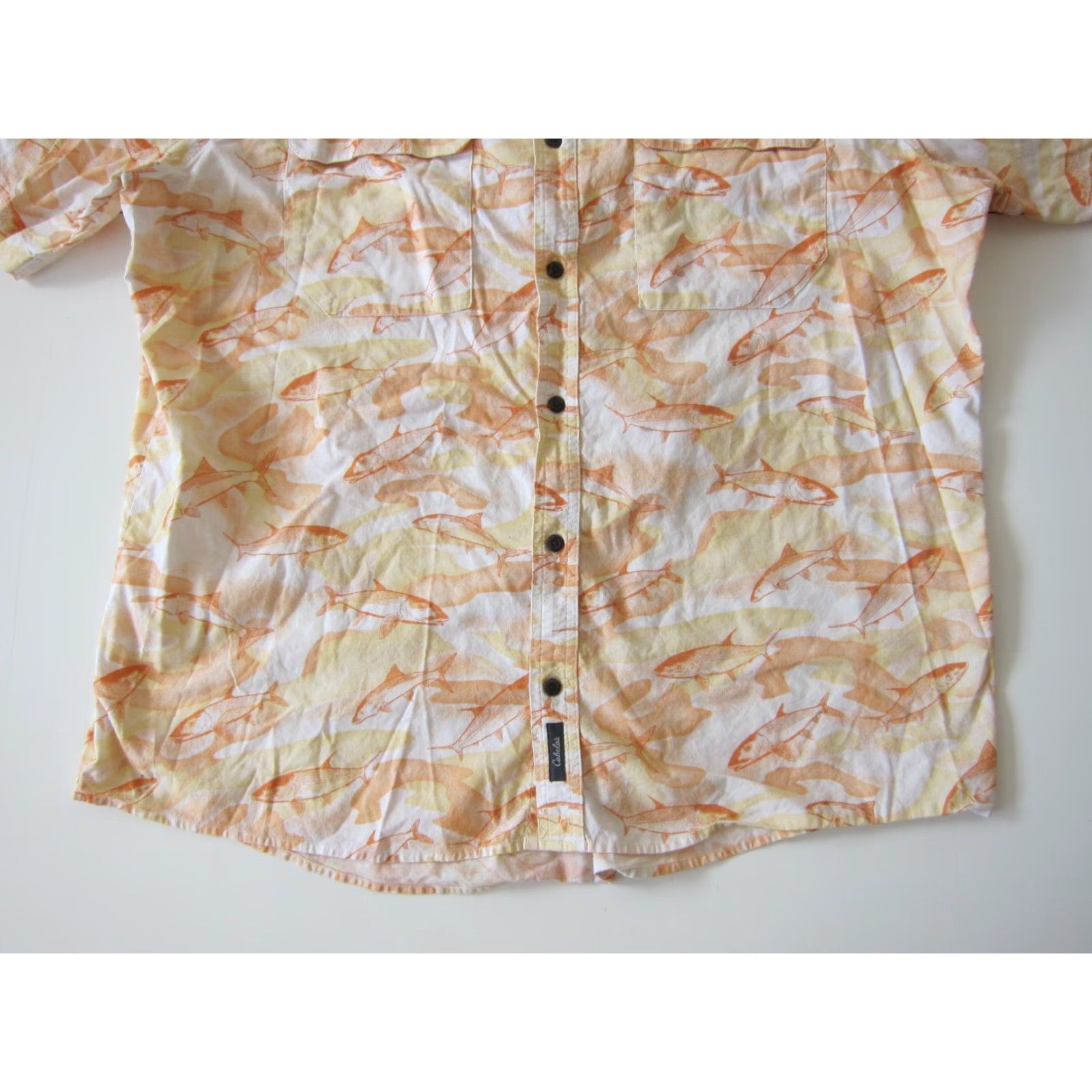 Vintage Cabela's Shirt Men 2XL Vented Short Sleeve Button Down Cotton Fish Orange Yellow"} Size US XXL / EU 58 / 5 - 8 Thumbnail