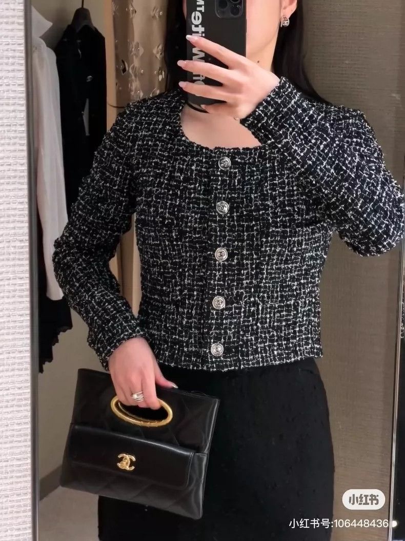 Chanel Chanel 24b black and white mixed color tweed long-sleeved Size XS / US 0-2 / IT 36-38 - 6 Thumbnail