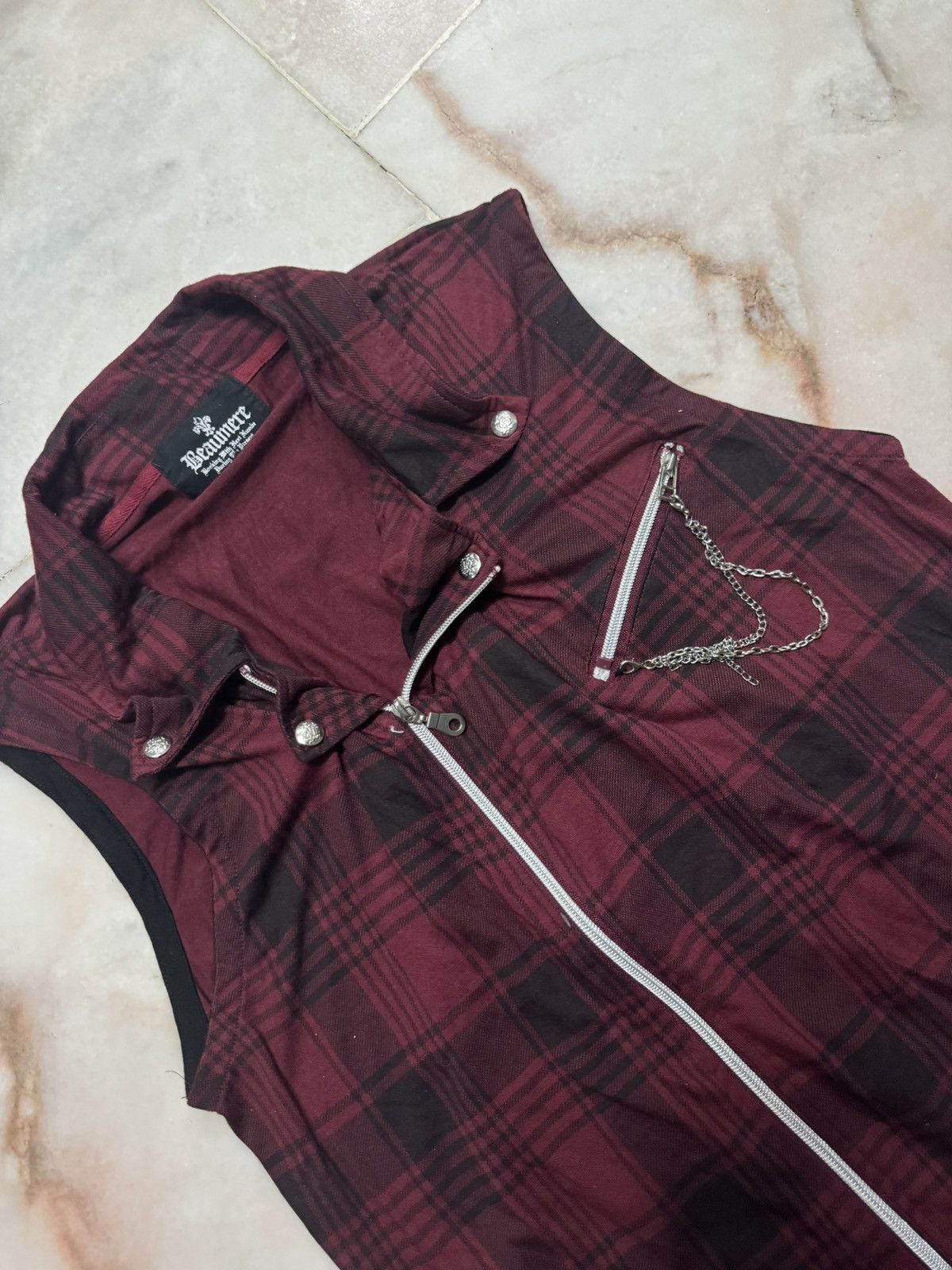 Seditionaries 💥PUNK BEAUMERE CHAIN TANK SLEEVELESS PLAID POEM ZIPPER Size US M / EU 48-50 / 2 - 5 Thumbnail