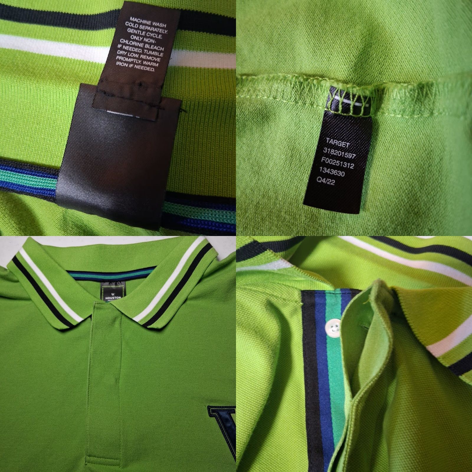 Vintage Houston White Polo Shirt Men 2XL Lime Green Woven W Sporty Golf Preppy Shirt Size US XXL / EU 58 / 5 - 8 Thumbnail
