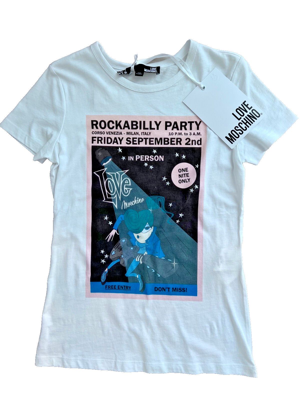 Love Moschino Rockabilly Party Stars Tee ( US 2 )