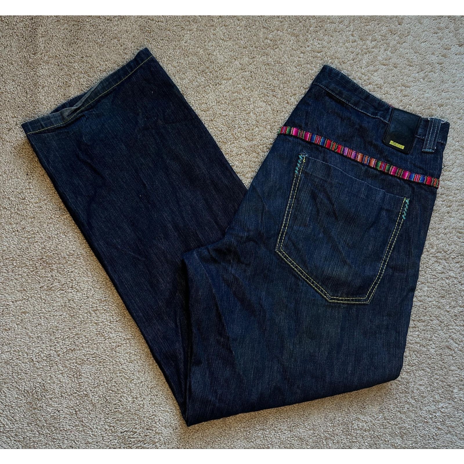 Other Miskeen Originals Embroidered Straight Denim Jeans Blue 38 Size US 38 / EU 54 - 1 Thumbnail