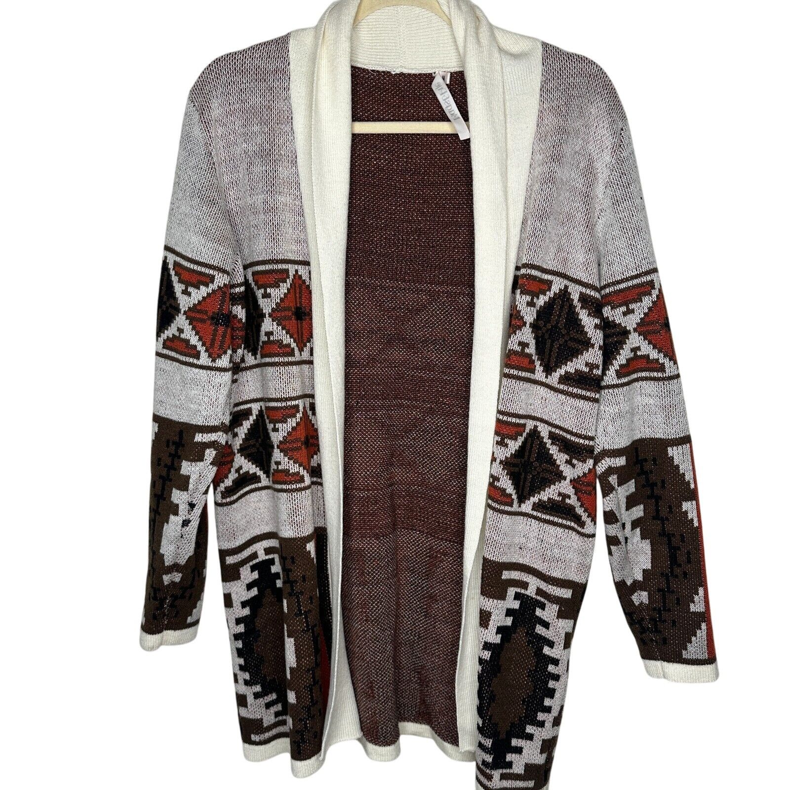 Other Mags & Pye Cream Brown Rust Native Aztec Longline Cardigan M Size M / US 6-8 / IT 42-44 - 2 Thumbnail