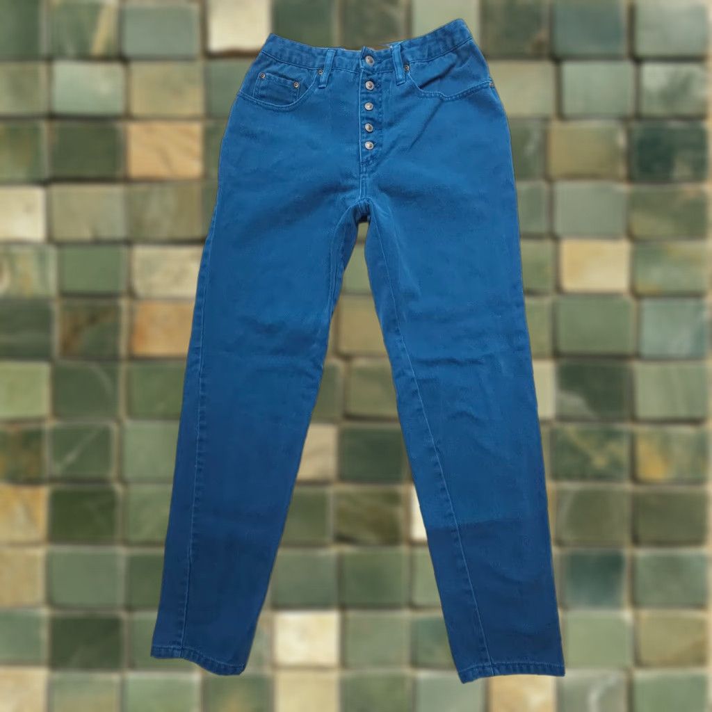 Vintage VINTAGE Paris Sport Club High Rise Mom Jeans Size 8 Blue 90s Denim 5-Pocket Exposed Button Fly Womens Jeans Size 30" / US 8 / IT 44 - 1 Thumbnail