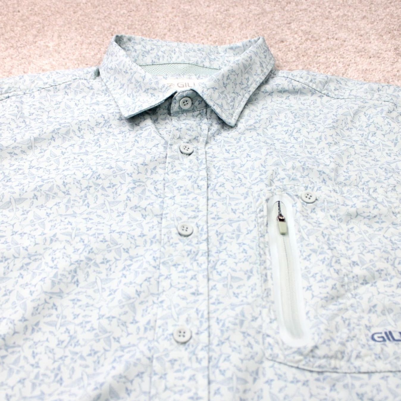 Vintage Gillz Shirt Geometric Blue Button-Up Long Sleeve Mens Large Polyester Stretch Size US L / EU 52-54 / 3 - 5 Thumbnail