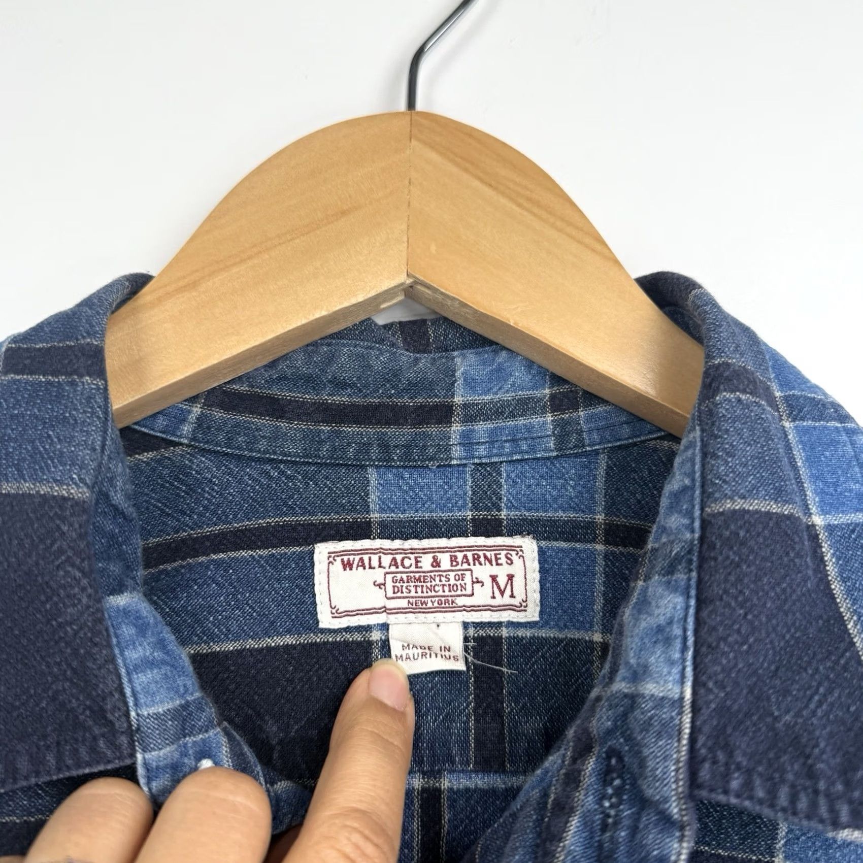 Wallace & Barnes Wallace & Barnes Shirt Mens Mediu Blue Plaid Flannel Button-Up Outdoor Long Sleeve Casual Workwear 42 in Chest Cotton Size US M / EU 48-50 / 2 - 2 Thumbnail
