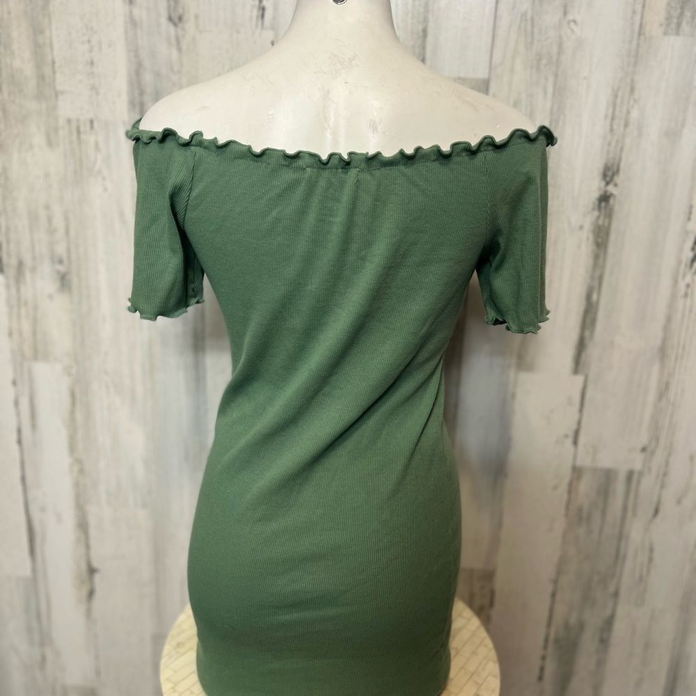 Other Green Off Shoulder Ribbed Bodycon Dress Size Large – Stretch Size L / US 10 / IT 46 - 3 Thumbnail