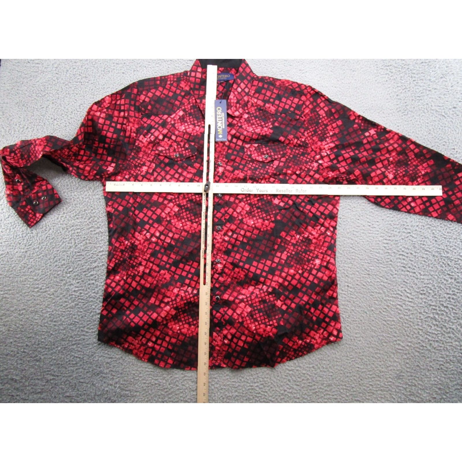 FRONTEER Montero Red Long Sleeve Pearl Snap Up Shirt Men's 3XL Cotton Knit Button-Up Western Clothing Size US XXL / EU 58 / 5 - 5 Thumbnail