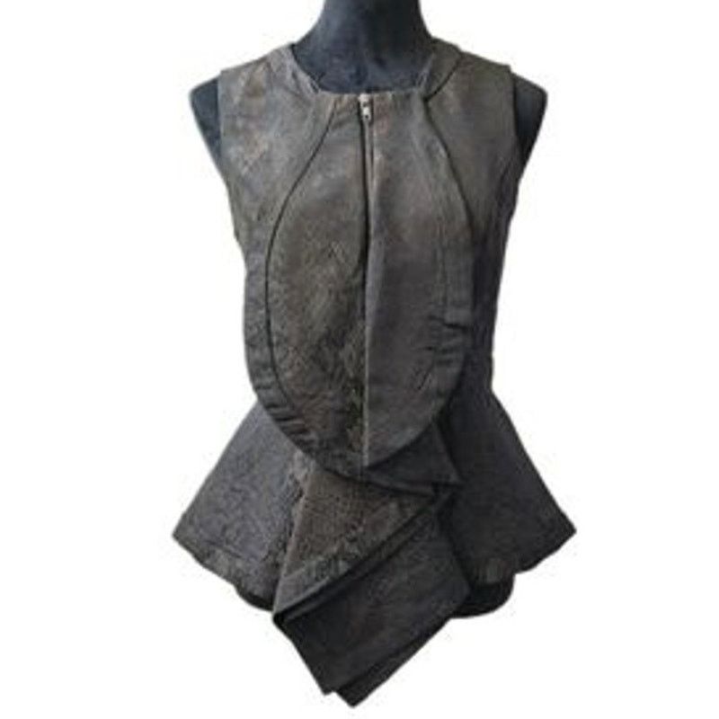 Barker W118 Walter Baker Ruffle Full Zip Vest Whimsigoth Steampunk Size S / US 4 / IT 40 - 1 Thumbnail
