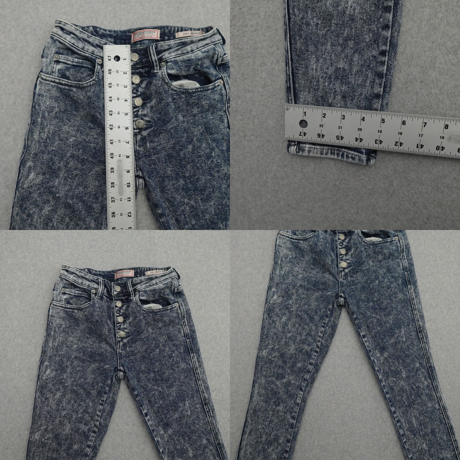 Guess GUESS Jeans Women's 26 (26X28) Acid Wash Skinny Button Fly Blue Jeans Size 26" / US 2 / IT 38 - 8 Thumbnail
