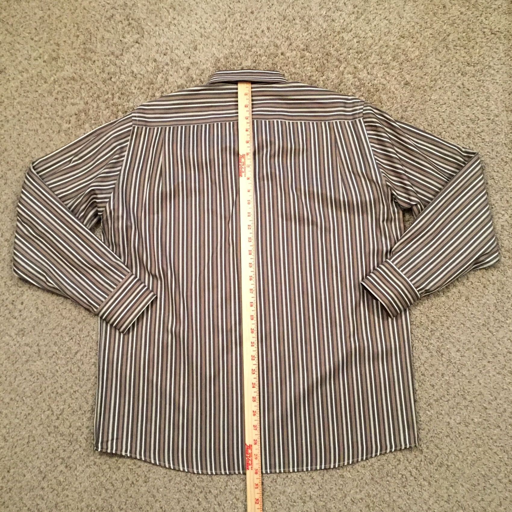Vintage Profilo Uomo Shirt Large Brown Striped Long Sleeve Button Up Italy Mens Size US L / EU 52-54 / 3 - 6 Thumbnail