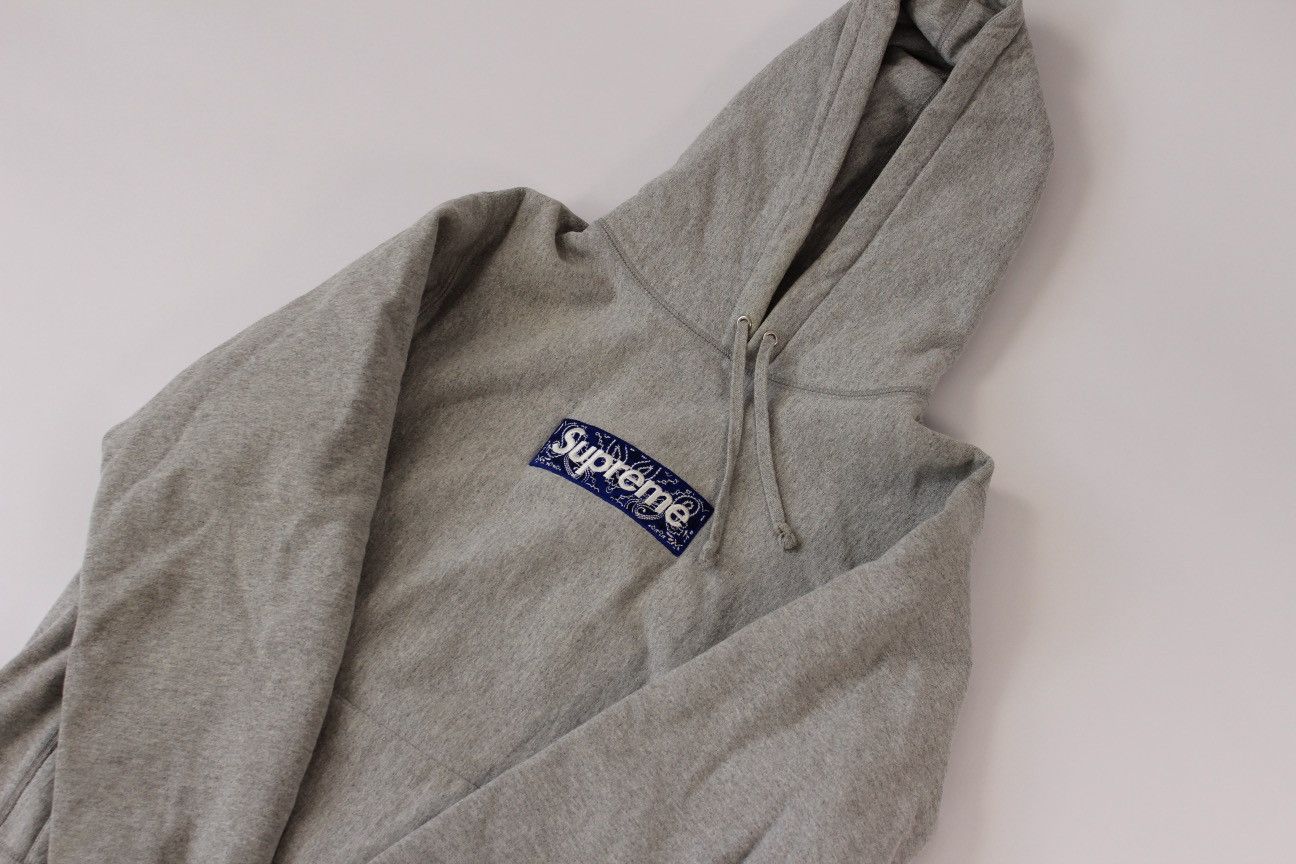 Supreme Supreme Bandana Box Logo Hooded Sweatshirt 'Heather Grey' Size US M / EU 48-50 / 2 - 3 Thumbnail