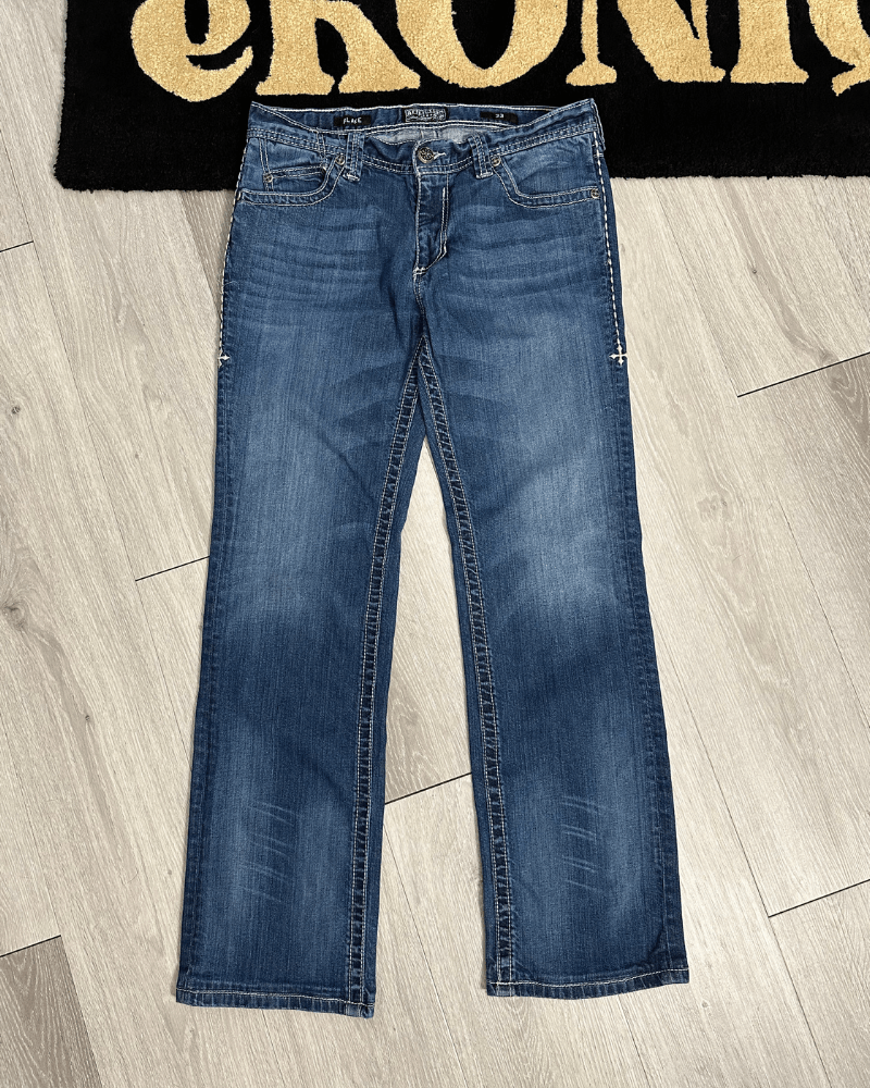 Affliction Vintage Y2K Affliction Black Premium Blake Denim Jeans 33x31 Size US 33 - 2 Thumbnail