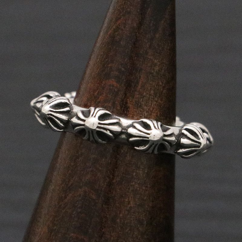image of Chrome Hearts Cross Band Ring in Silver, Men's