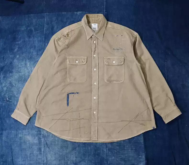 image of Visvim 20Aw Grand River Crash Shirt in Beige, Men's (Size Medium)