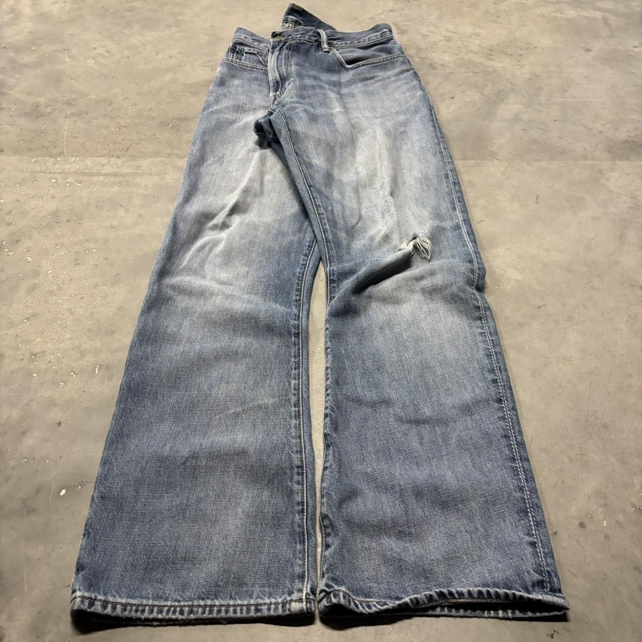 Japanese Brand × Vintage Crazy Vintage Y2K/2000s Grunge Faded Light Wash Distressed Denim Jeans! Size US 33 - 3 Thumbnail
