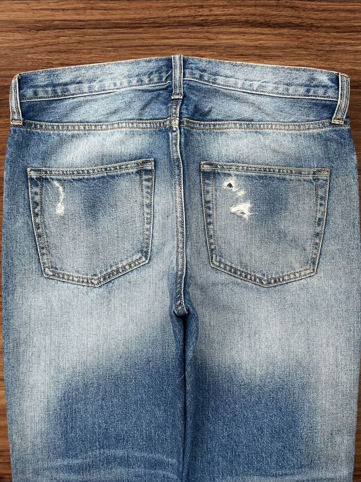 Japanese Brand Vintage Japanese Brand Blue Washed Distressed Straight Jeans Size US 33 - 4 Thumbnail
