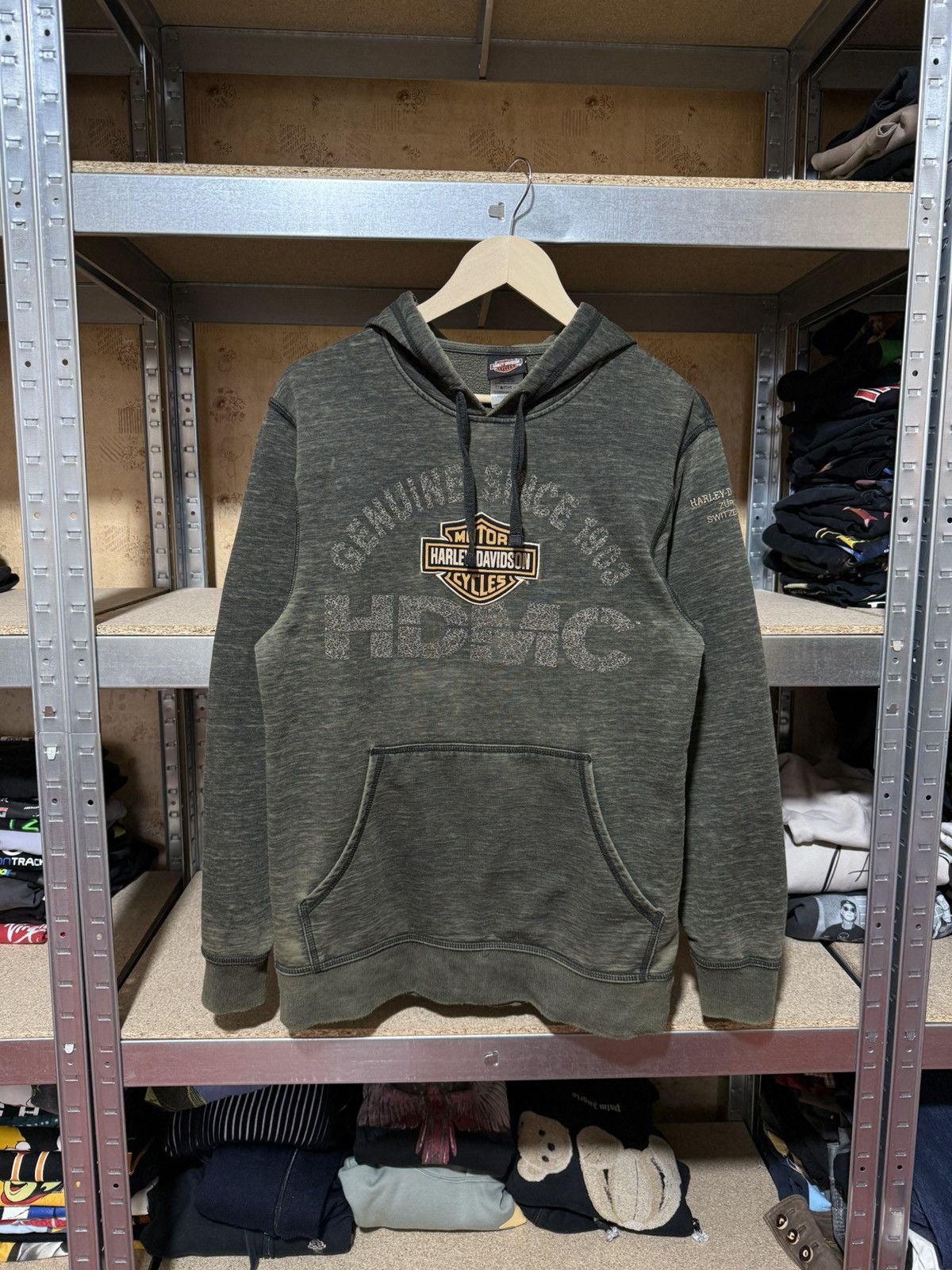 Band Tees × Harley Davidson × Vintage Vintage Harley Davidson Switzerland Military Hoodie Y2K Hype Size US S / EU 44-46 / 1 - 1 Thumbnail