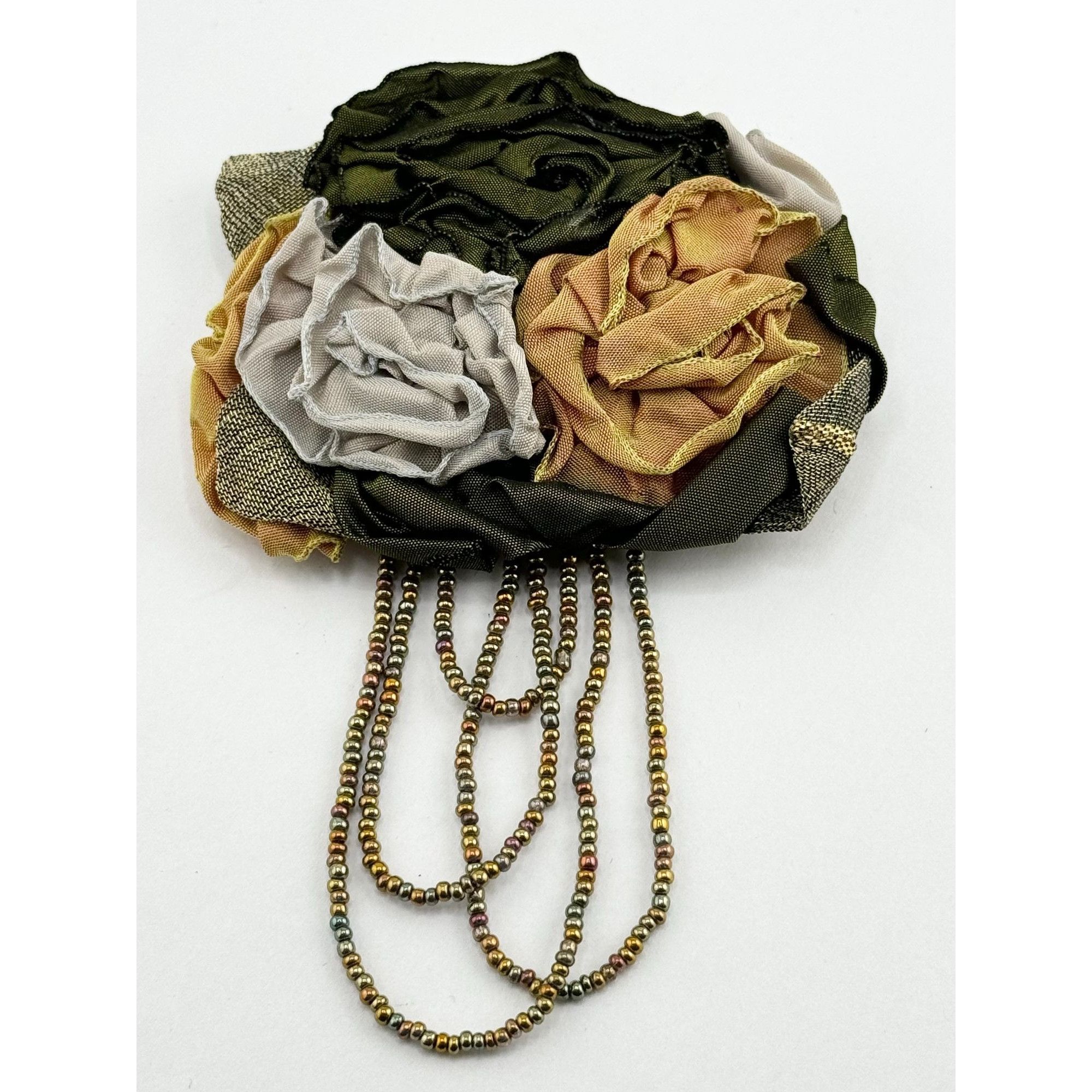 Vintage Beverly Gayle beaded green Flower Brooch pin