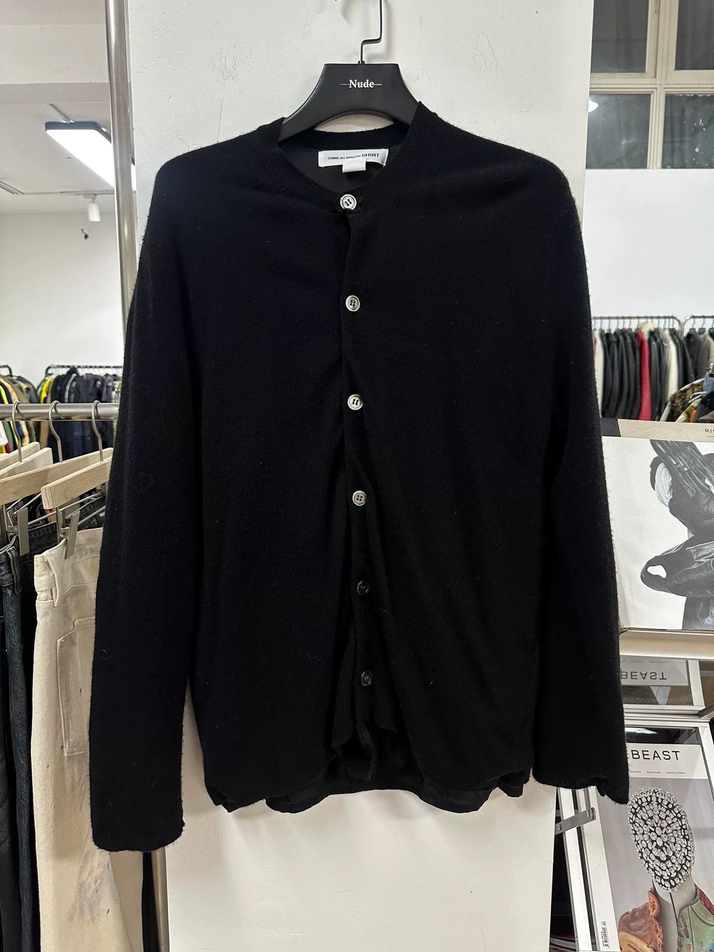 Comme des Garcons black wool cardigan with buttons Size US L / EU 52-54 / 3 - 1 Thumbnail