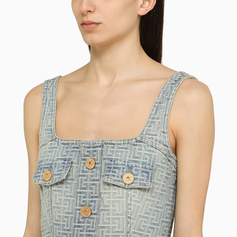 Balmain o1d2blof0824 Mini Dress in Light Blue Size M / US 6-8 / IT 42-44 - 4 Thumbnail