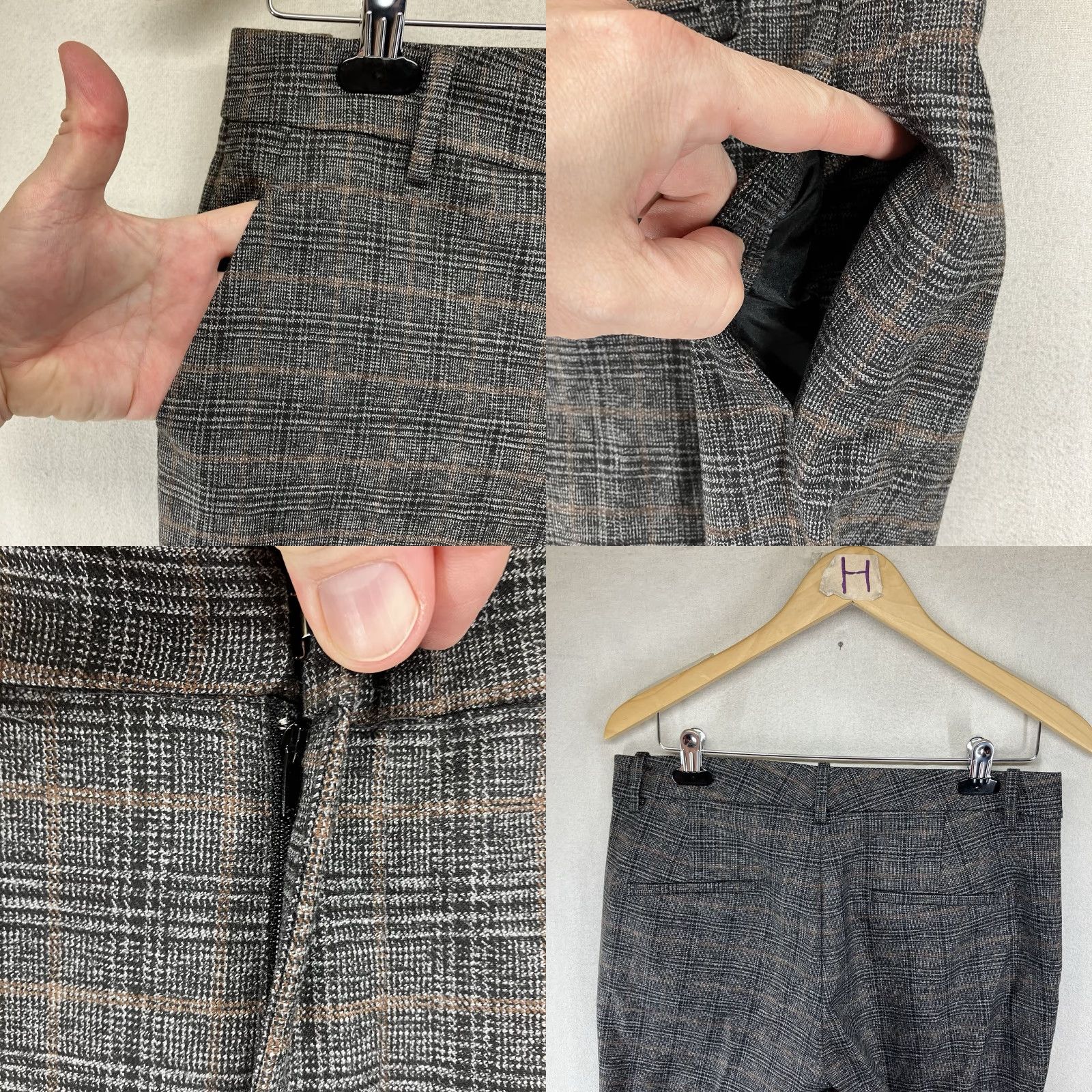 Zara ZARA NWT Women's Ankle Pants Tapered Plaid Grey Brown Preppy Old Money Size 6 Size 28" / US 6 / IT 42 - 8 Thumbnail