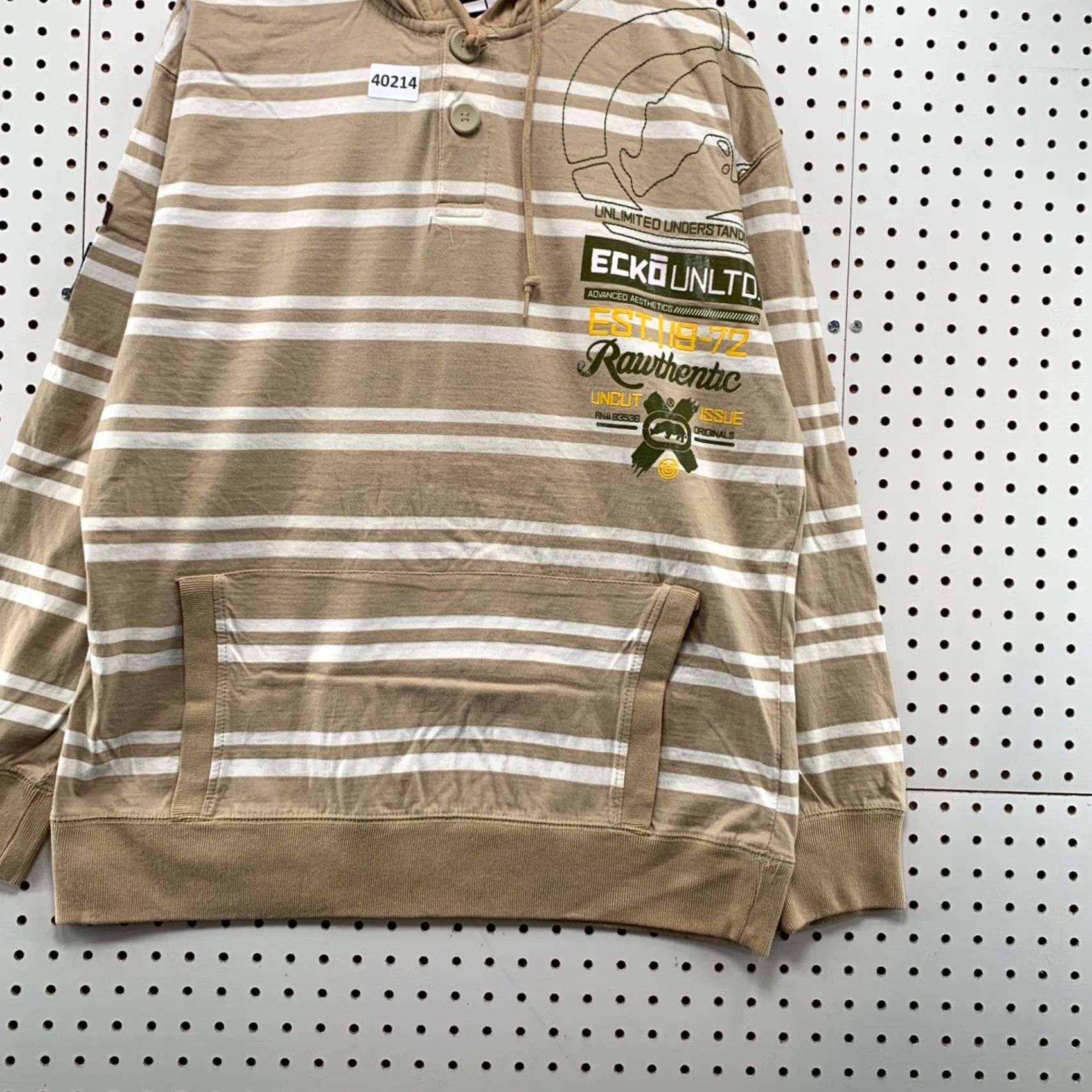 Vintage VINTAGE Y2K Ecko Hoodie Shirt Men XL Brown White Striped Rhino Button Pullover Size US XL / EU 56 / 4 - 6 Thumbnail