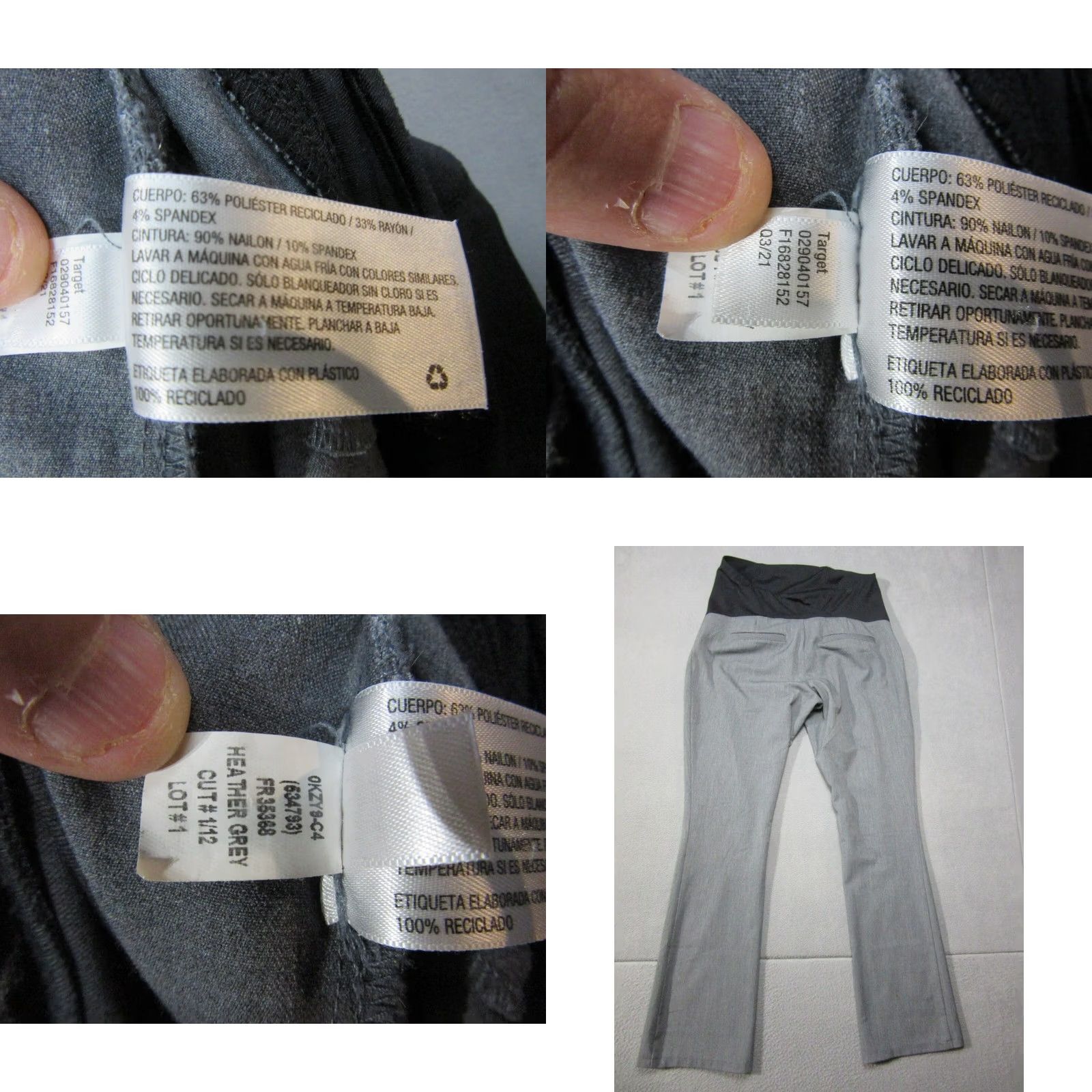 Vintage Ingrid & Isabel Pants Womens 10 Gray Stretch Maternity Bootcut Pockets Pull-On Size 32" / US 10 / IT 46 - 8 Thumbnail