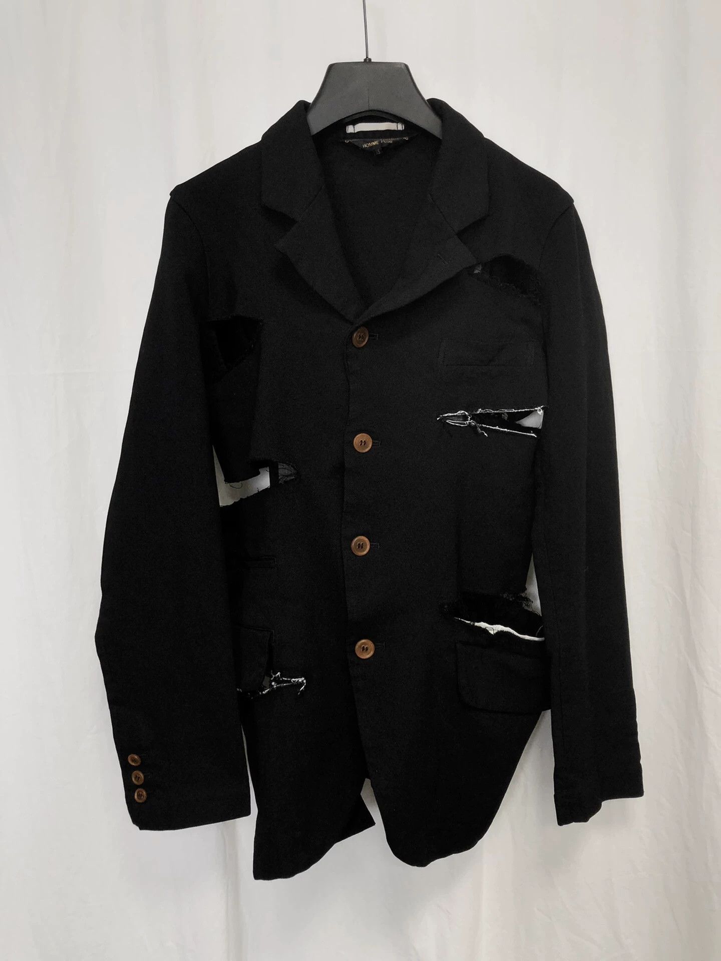 Comme des Garcons Black Distressed Button-Front Jacket XS Size US XS / EU 42 / 0 - 1 Thumbnail