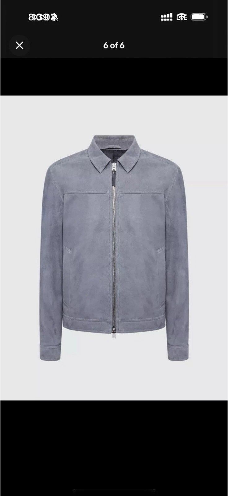Reiss REISS MENS Riley Suede Jacket in Slate Blue Size US XL / EU 56 / 4 - 4 Thumbnail
