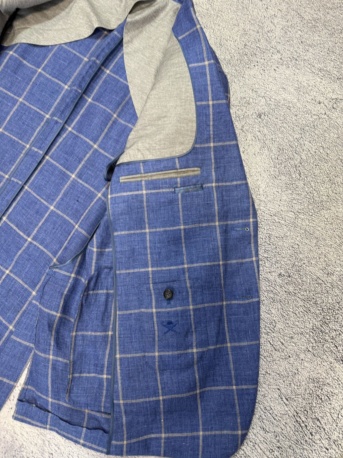 Hackett Hackett Mayfair Linen Blazer 38R/48R Windowpane Sport Coat Size 38R - 6 Thumbnail