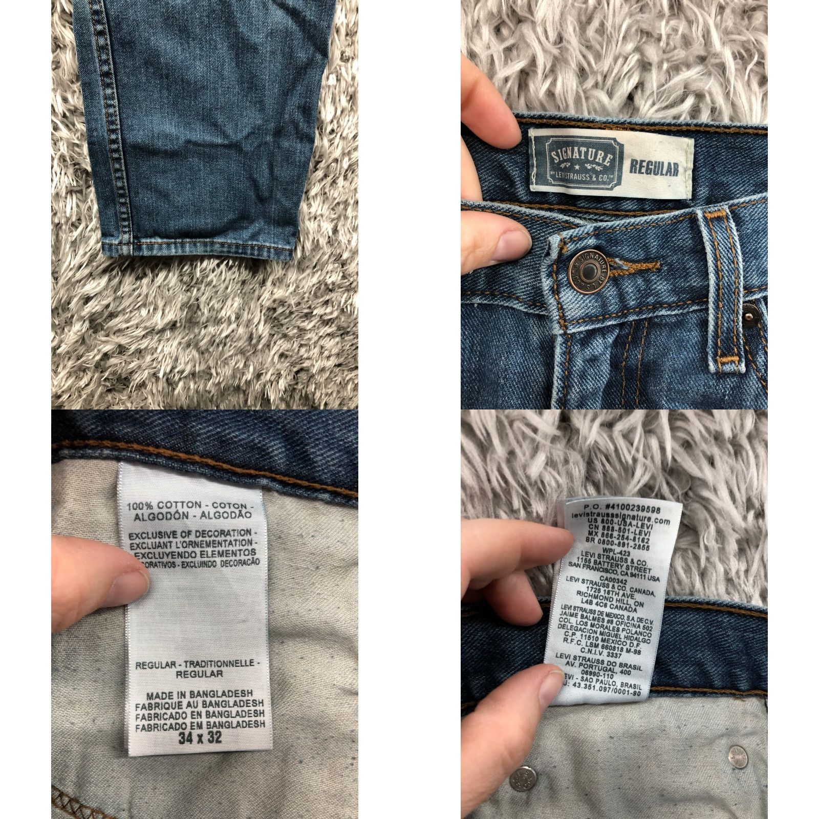 Denime Rock Hardwear Jeans Size 32x34 Mens Mid Rise Straight Blue Denim Dark Wash Size US 32 / EU 48 - 8 Thumbnail