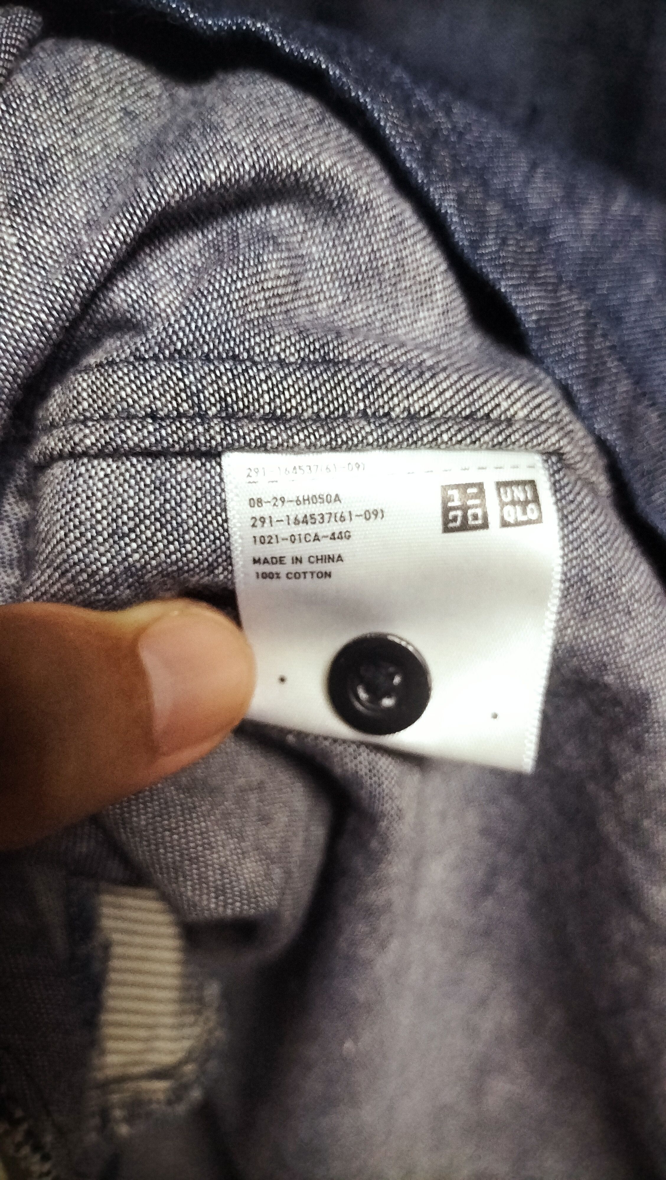 Uniqlo Denim Trench Shirt Uniqlo Dark Blue Chambray Size L / US 10 / IT 46 - 4 Thumbnail
