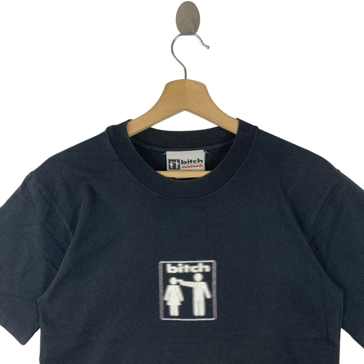 Vintage Vintage 90s BITCH SKATEBOARD glitch logo design black tee Size US M / EU 48-50 / 2 - 2 Thumbnail