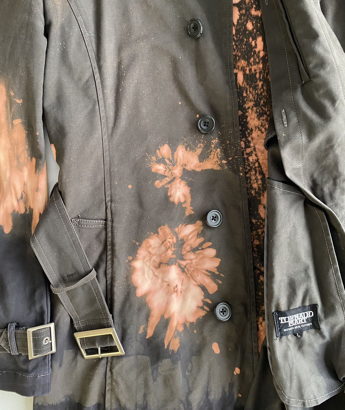 Japanese Brand Tornado Mart Bleach Wash Belted Trench Coat Size US M / EU 48-50 / 2 - 6 Thumbnail