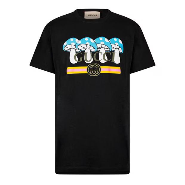 image of Gucci O1G2R1Mq0424 Mushroom T-Shirts In Black, Men's (Size XL)