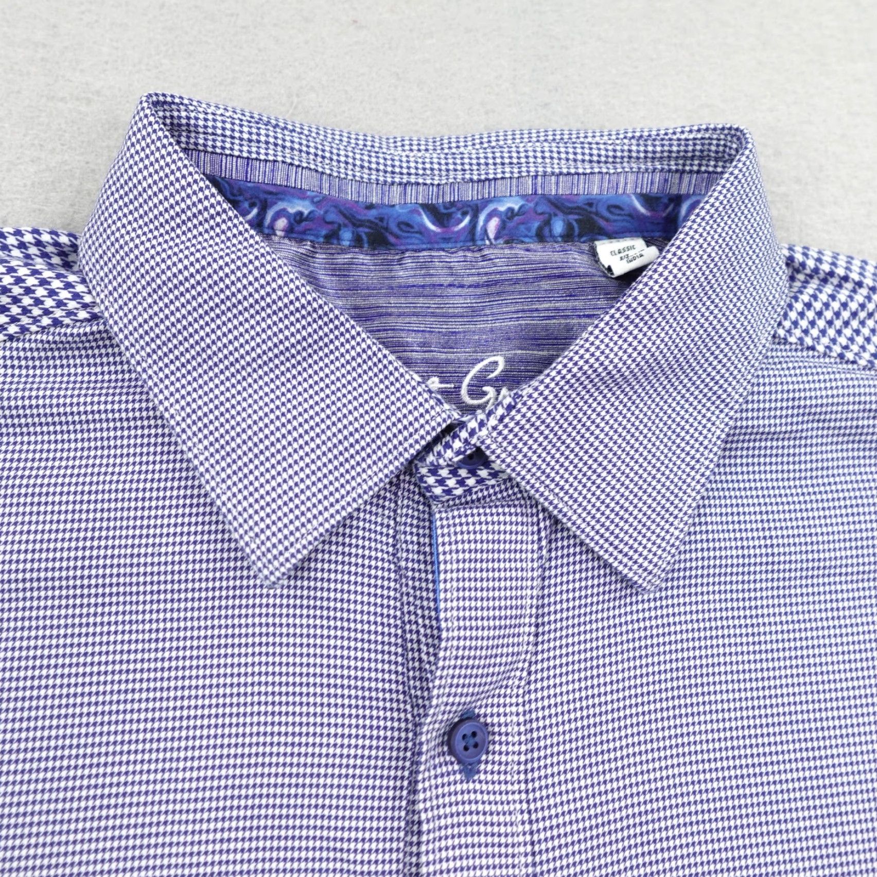 Robert Graham Robert Graham Button-Up Shirt Mens XL Blue Houndstooth Classic Fit Long Sleeve Size US XL / EU 56 / 4 - 2 Thumbnail