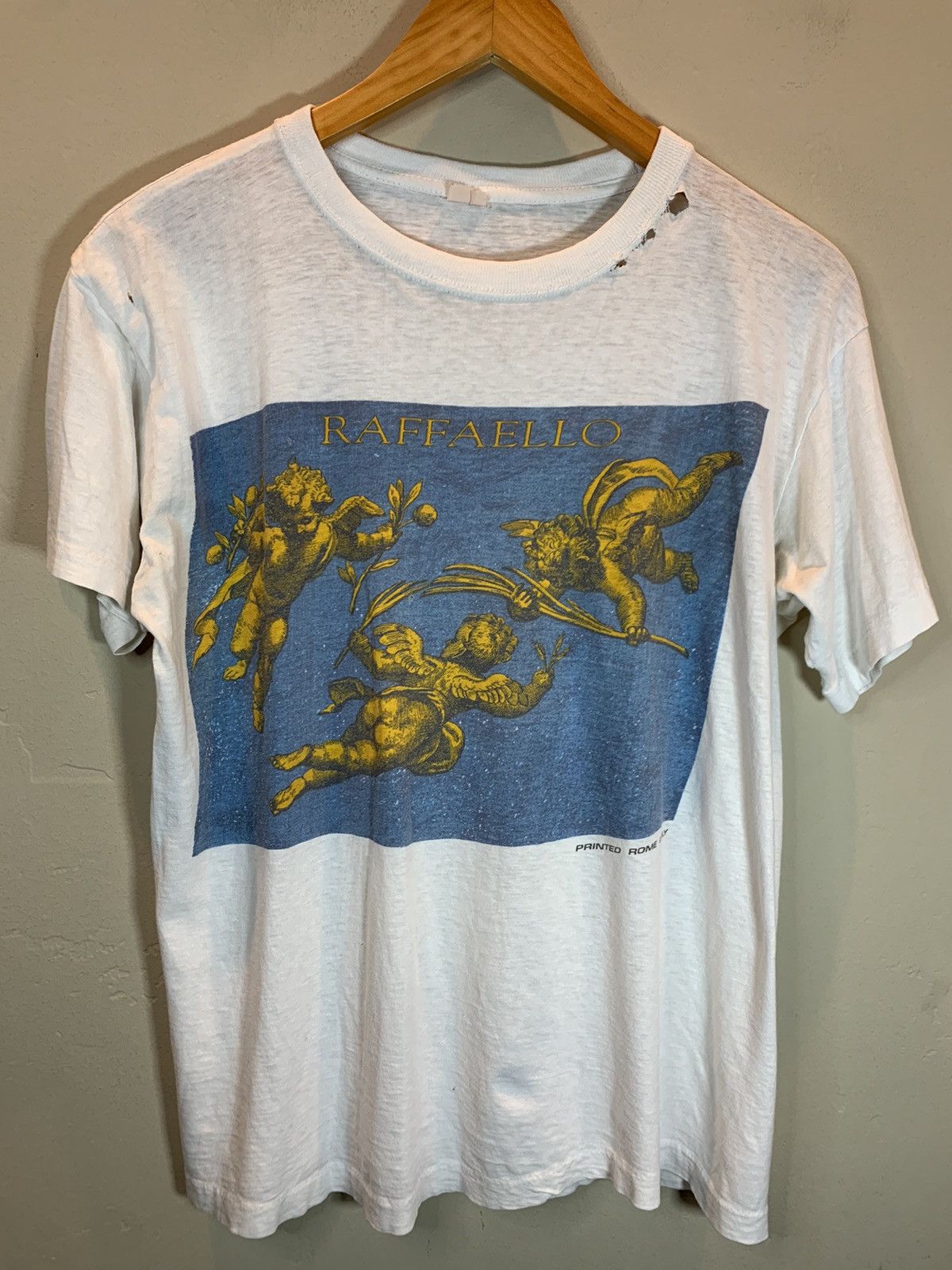 Vintage RARE Vintage 80s Raffaello Angel Cherubs Single Stitch Shirt Size US L / EU 52-54 / 3 - 1 Thumbnail