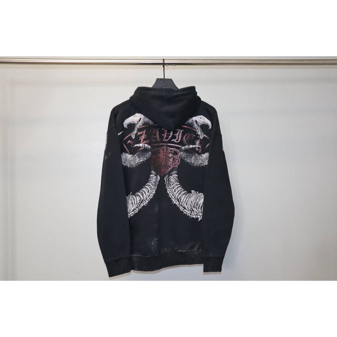 Y2K Xzavier Lizard Skeleton Zip Hoodie Black XL Emo Grunge