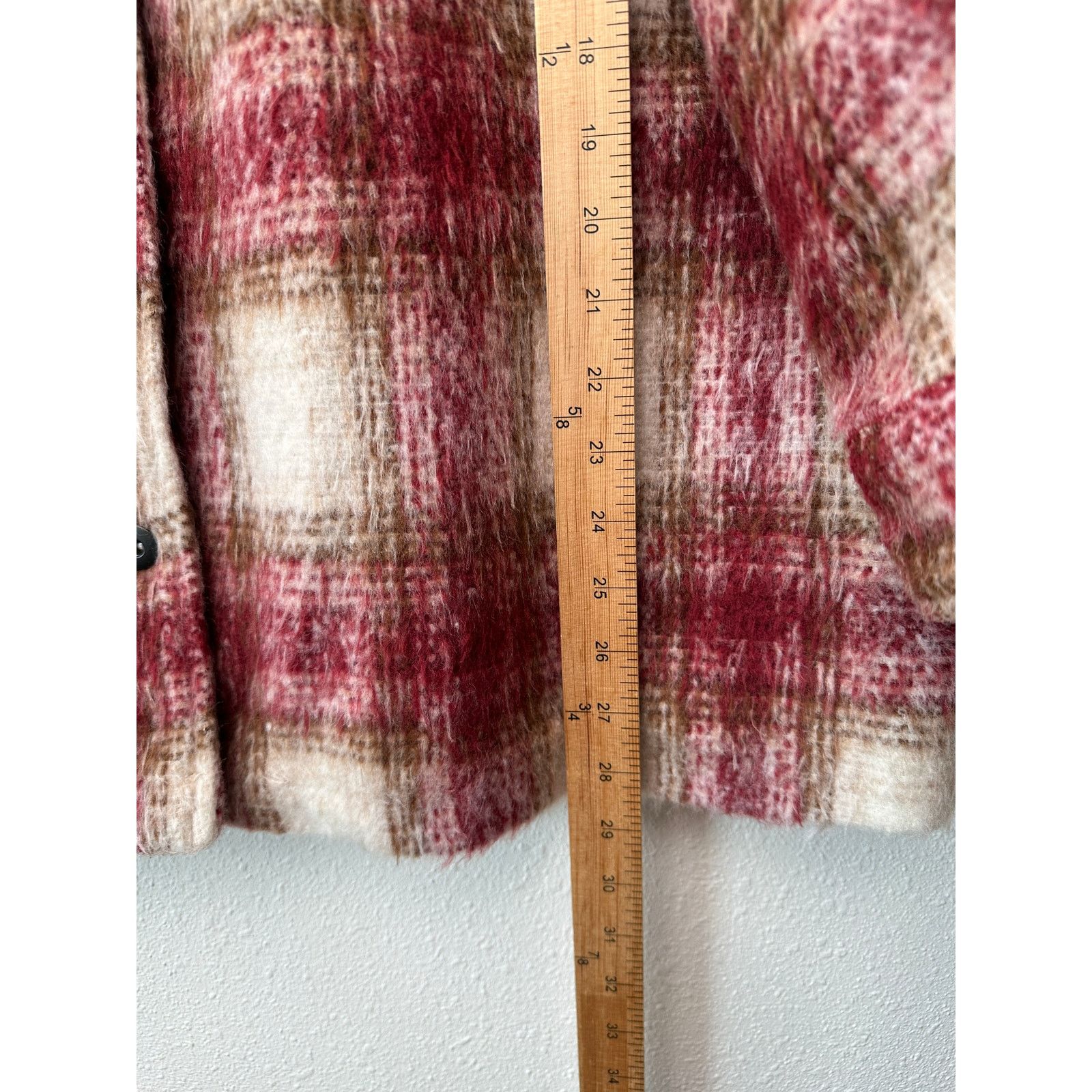 Zara Zara Jacket Red Brown Cream Plaid Womens US XL Fuzzy Size XL / US 12-14 / IT 48-50 - 14 Thumbnail