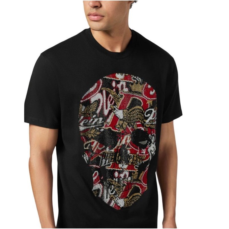 Philipp Plein Philipp Plein Men's Black Skull Stones Round Neck T-Shirt S Size US S / EU 44-46 / 1 - 12 Thumbnail