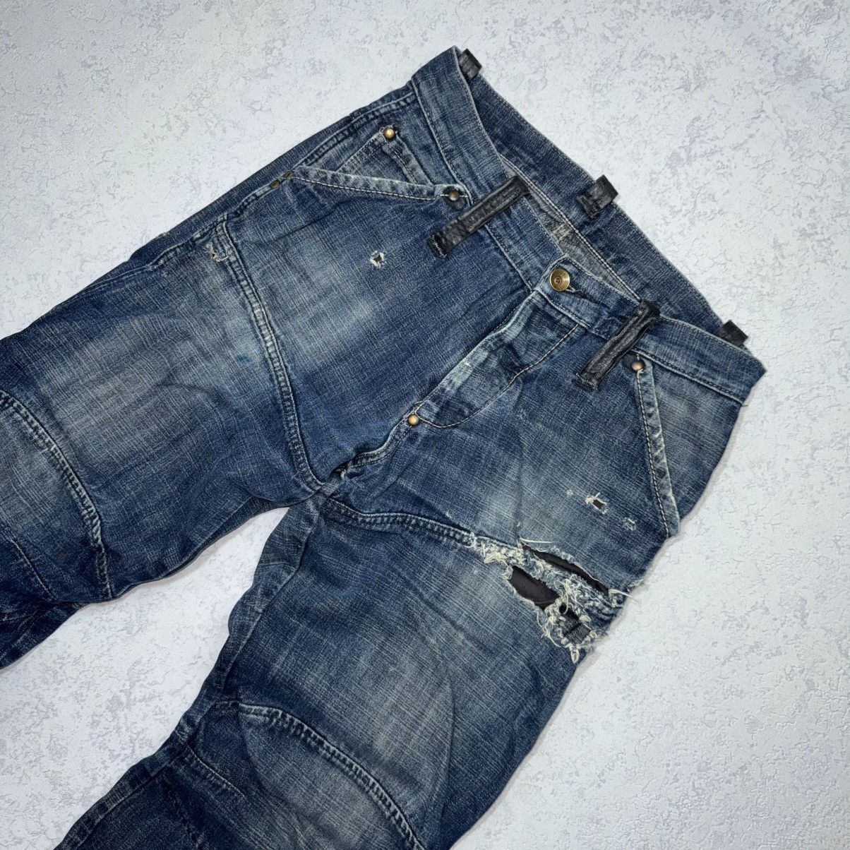G-Star Vintage G Star Raw Elwood Workwear Distressed Jeans Leather Size US 31 - 4 Thumbnail