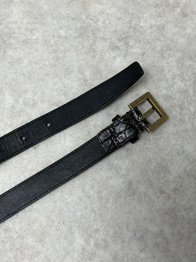 Saint Laurent Paris Saint Laurent Black Satin Leather Classy Belt Size ONE SIZE - 3 Thumbnail